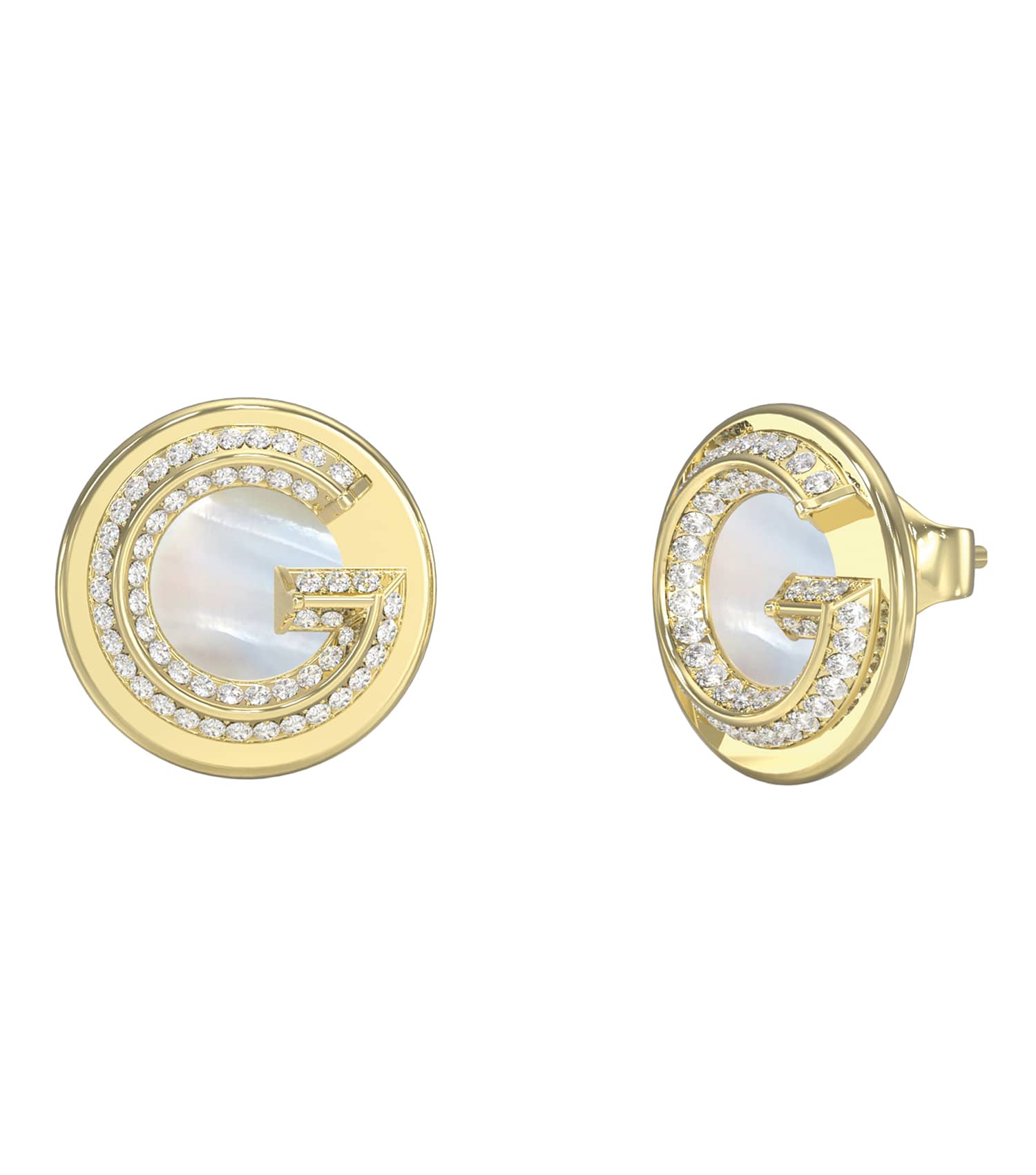 Ladies G Crystal Earrings Gold Steel