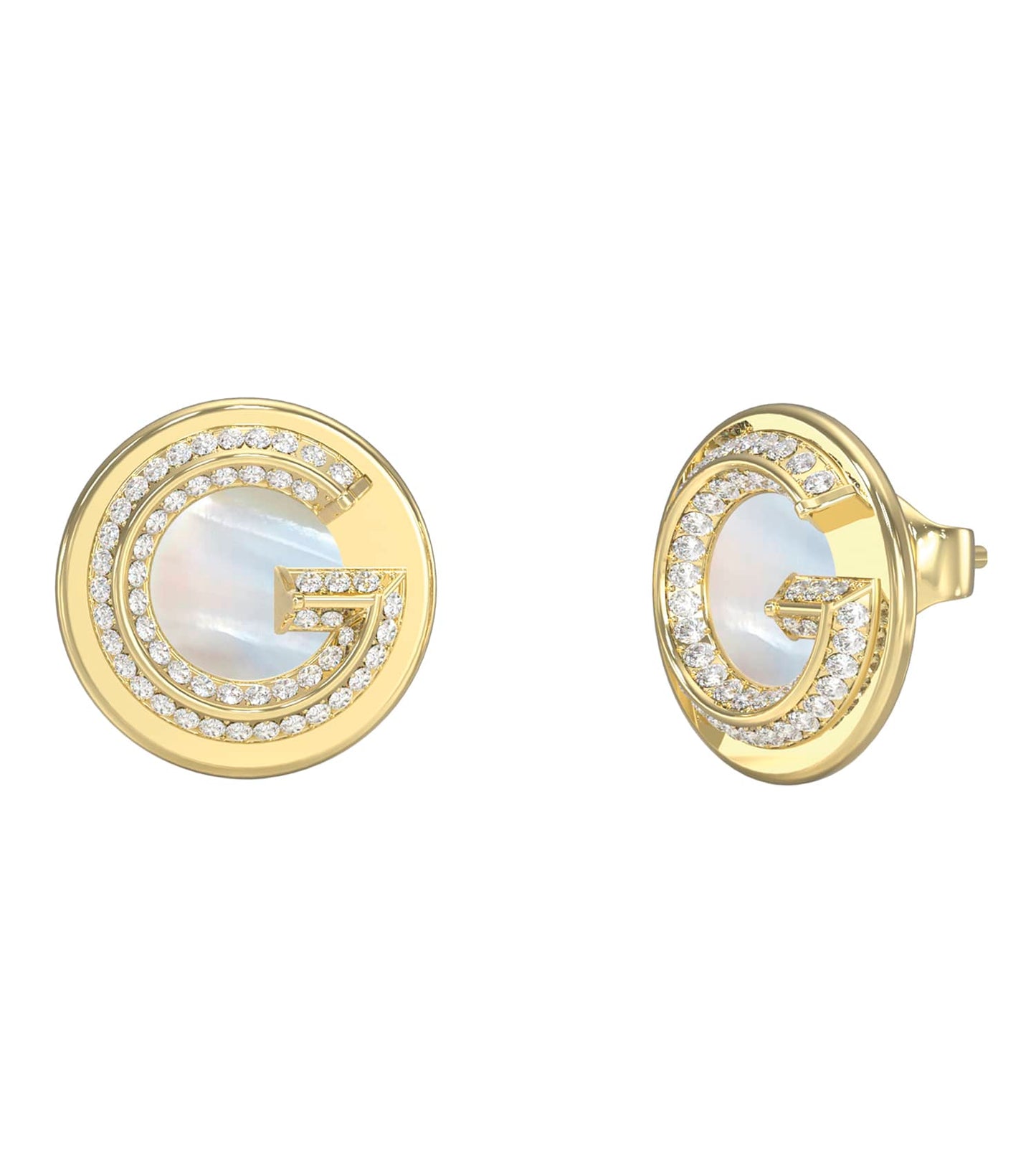 Ladies G Crystal Earrings Gold Steel