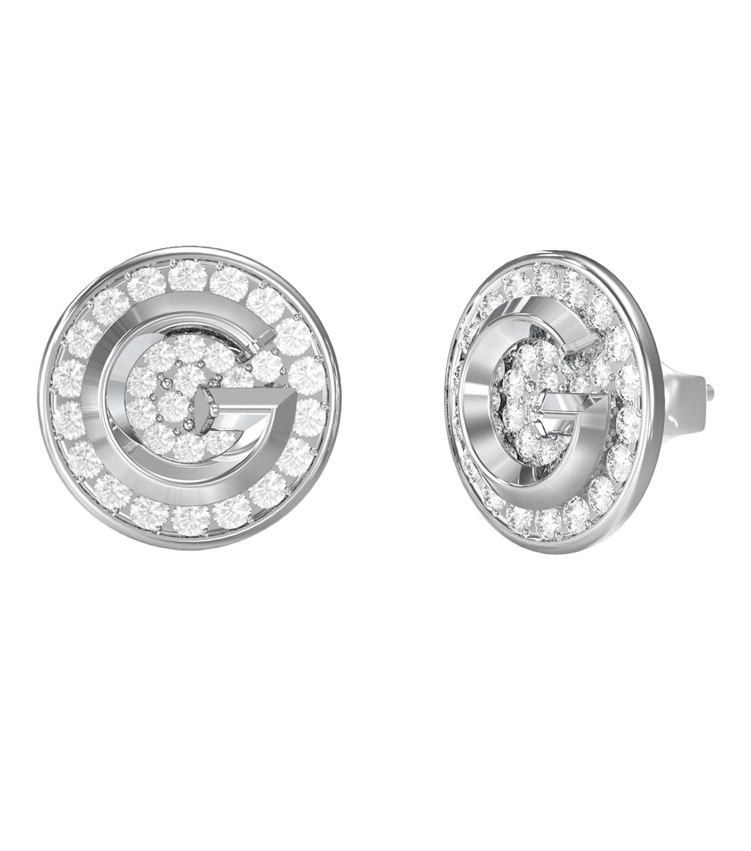 Ladies G Crystal Earrings Silver Steel