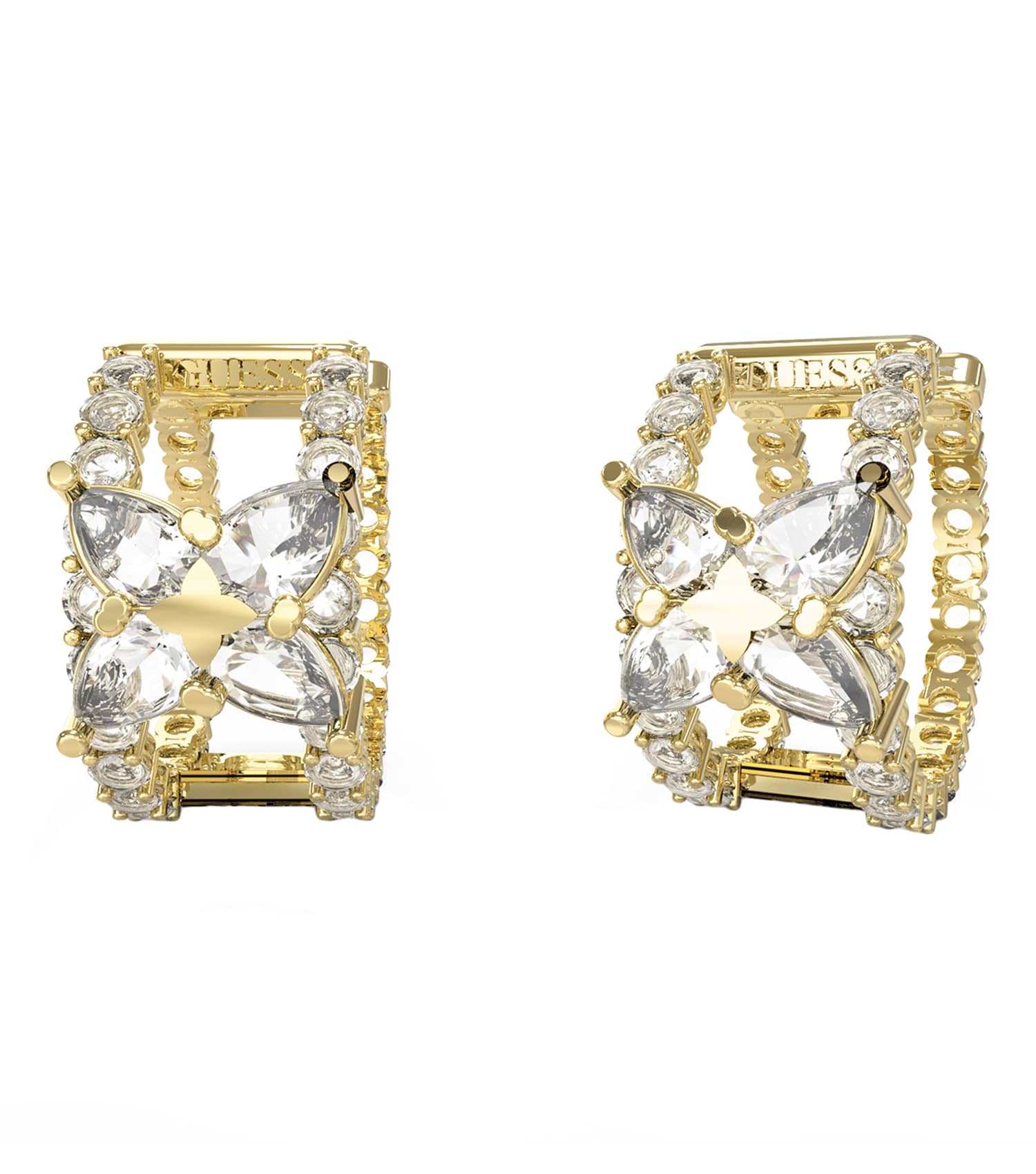 Ladies Wild Flower Earrings Gold Steel