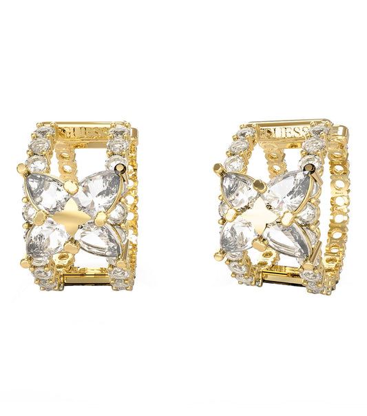 Ladies Wild Flower Earrings Gold Steel