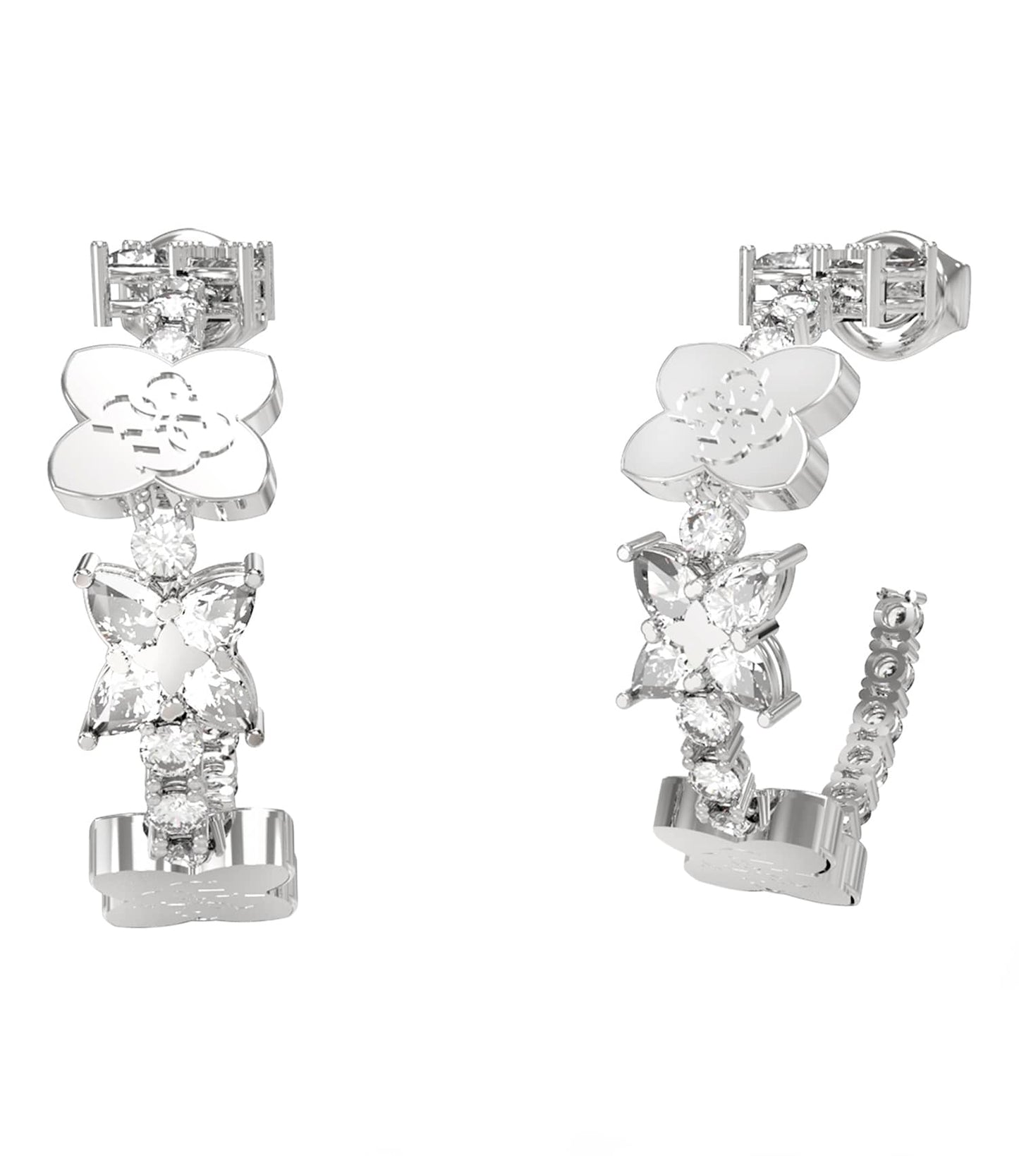 Ladies Wild Flower Earrings Gold Steel