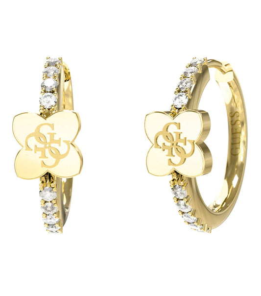 Ladies Wild Flower Earrings Gold Steel