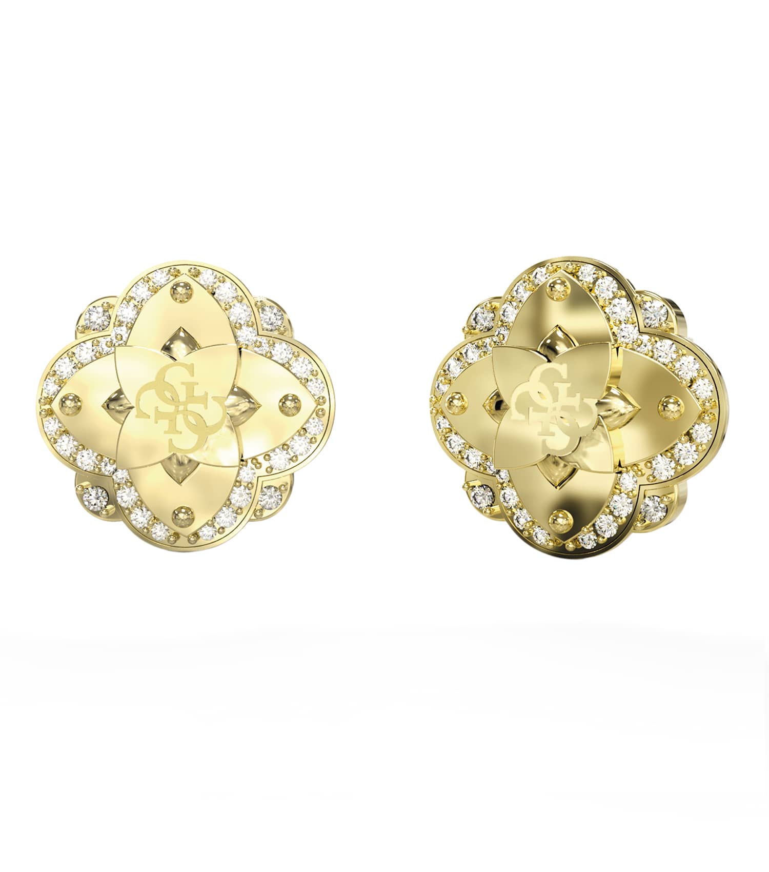 Ladies Wild Flower Earrings Gold Steel