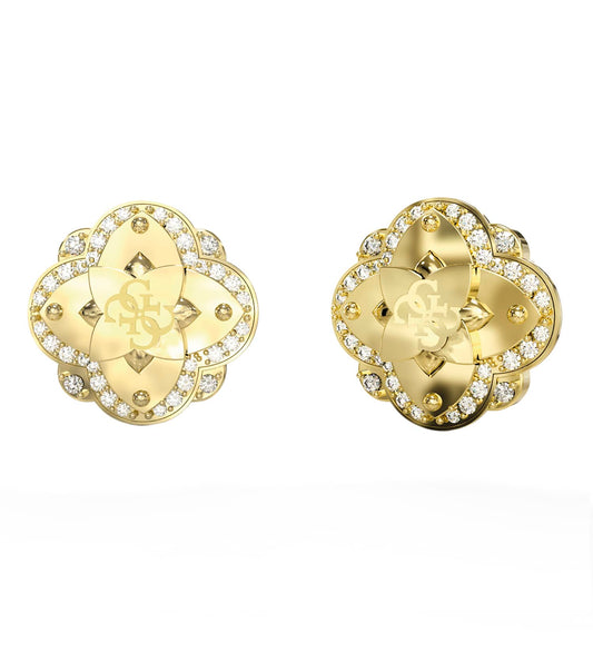 Ladies Wild Flower Earrings Gold Steel