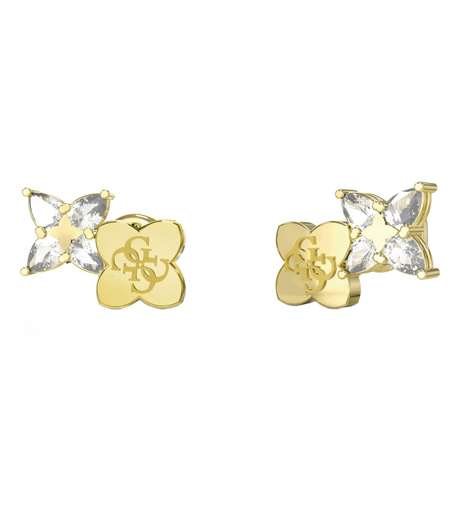 Ladies Wild Flower Earrings Gold Steel