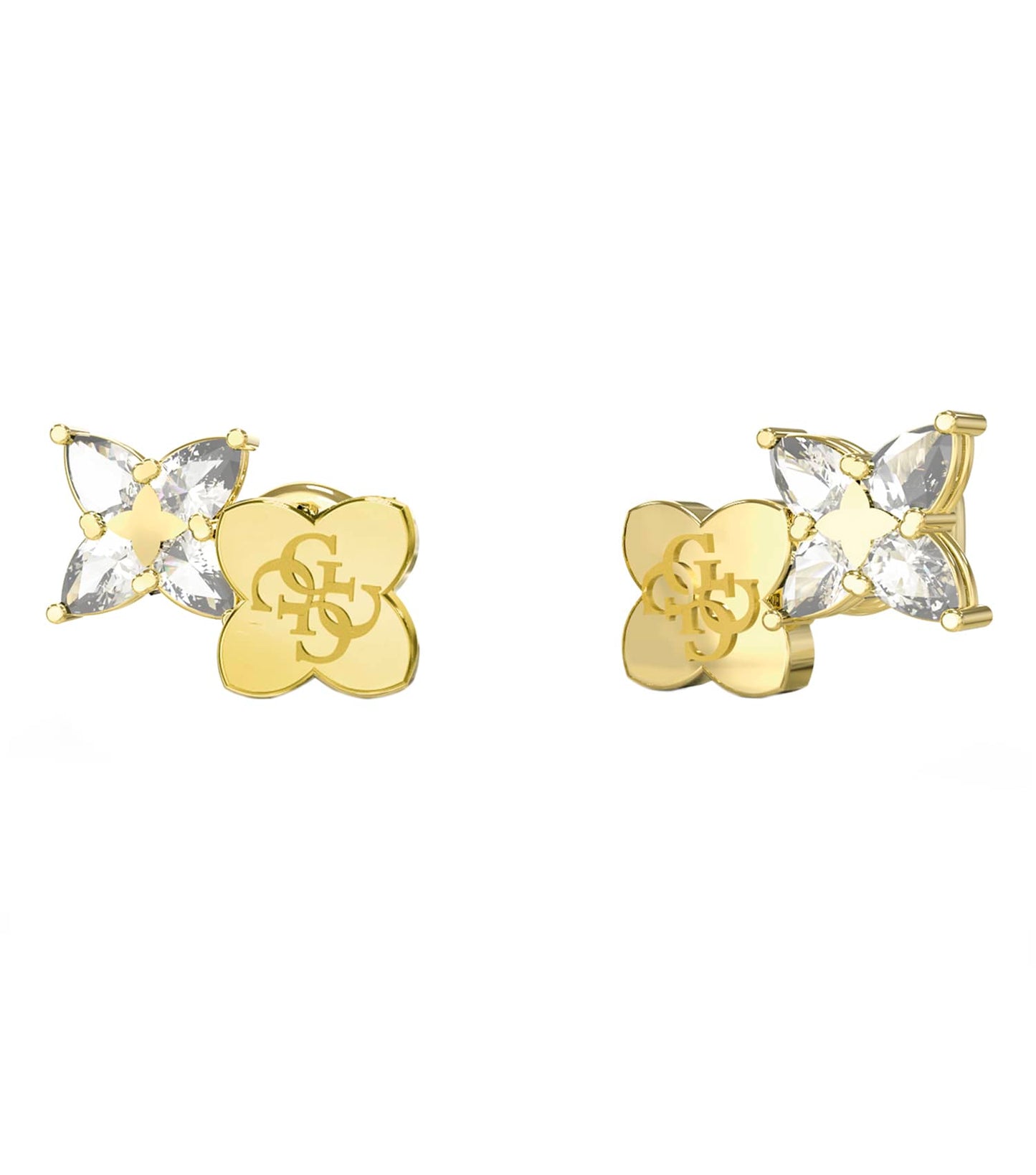 Ladies Wild Flower Earrings Gold Steel