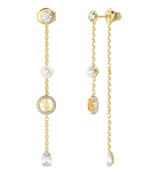 Ladies Tiny Pearly Earrings Gold Steel