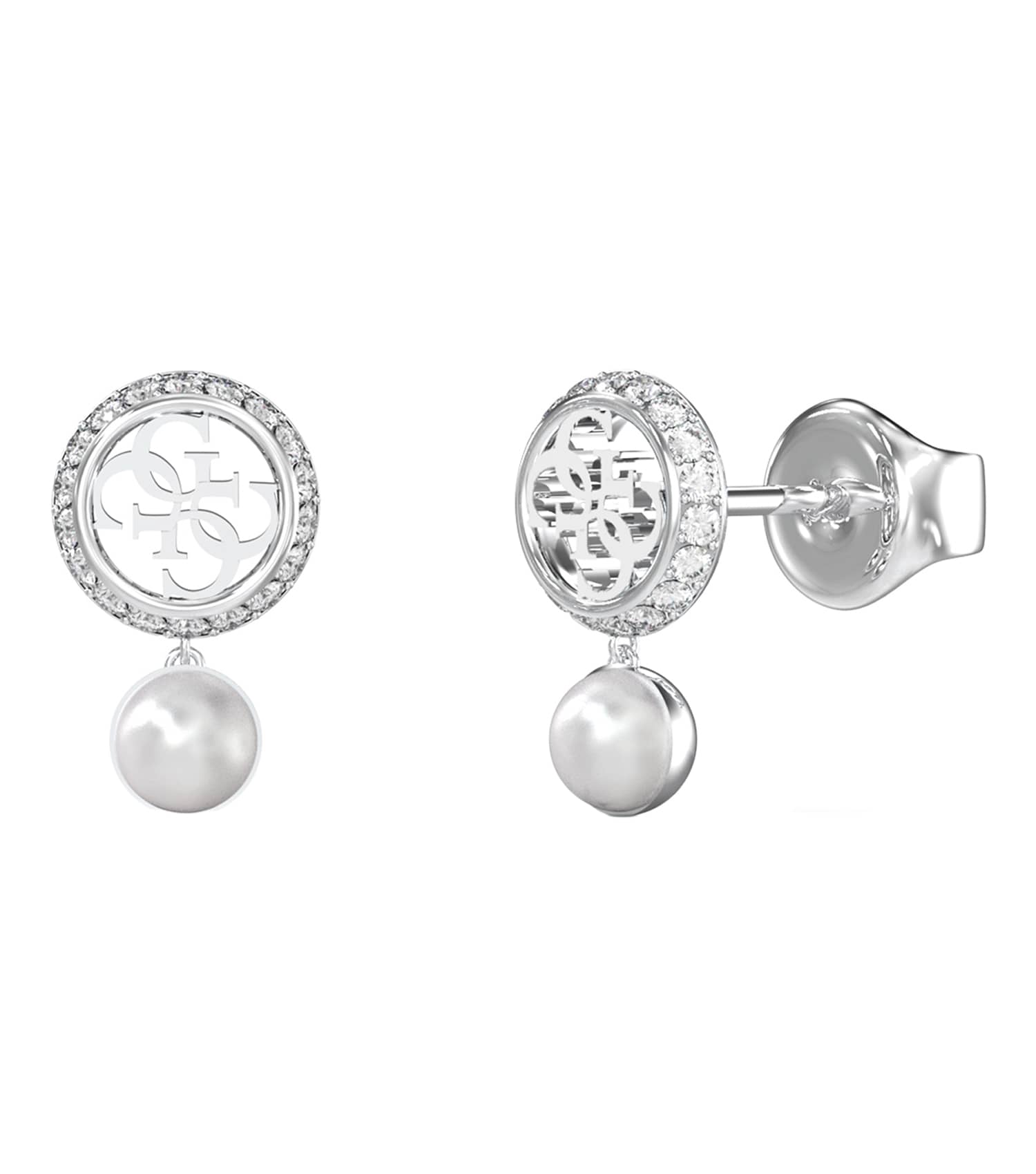 Ladies Tiny Pearly Earrings Gold Steel