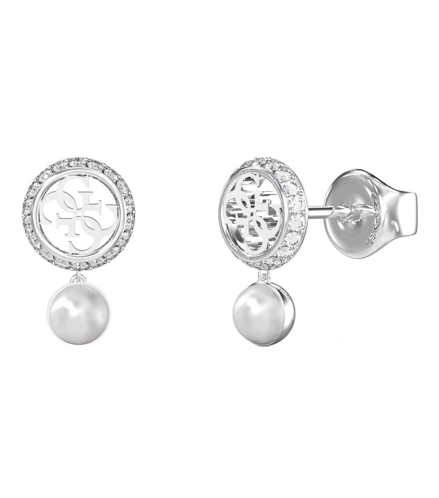 Ladies Tiny Pearly Earrings Gold Steel