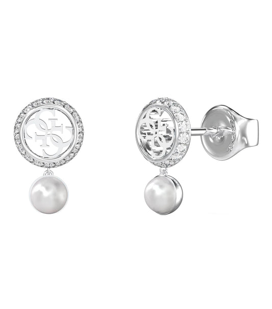 Ladies Tiny Pearly Earrings Gold Steel