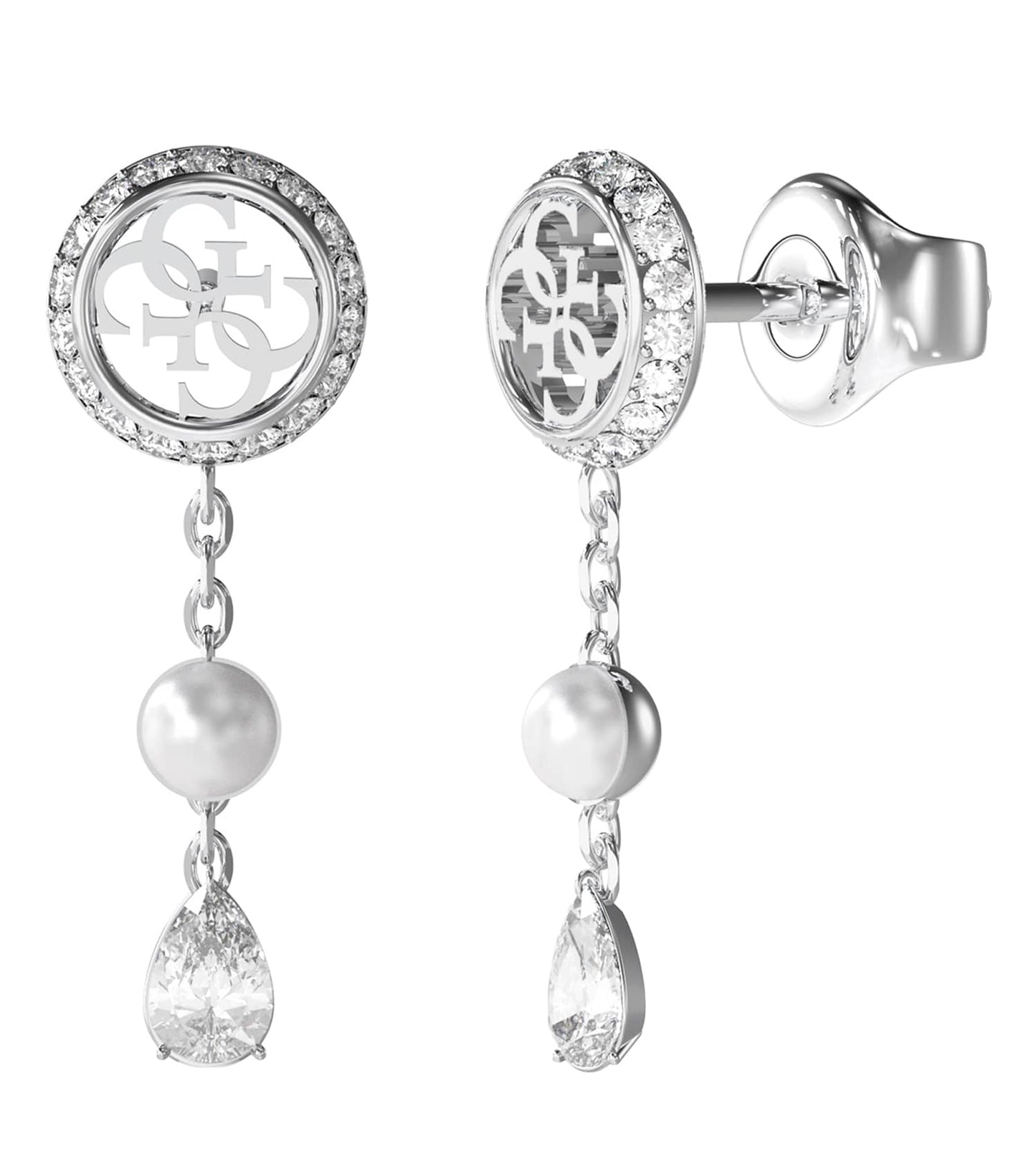 Ladies Tiny Pearly Earrings Gold Steel