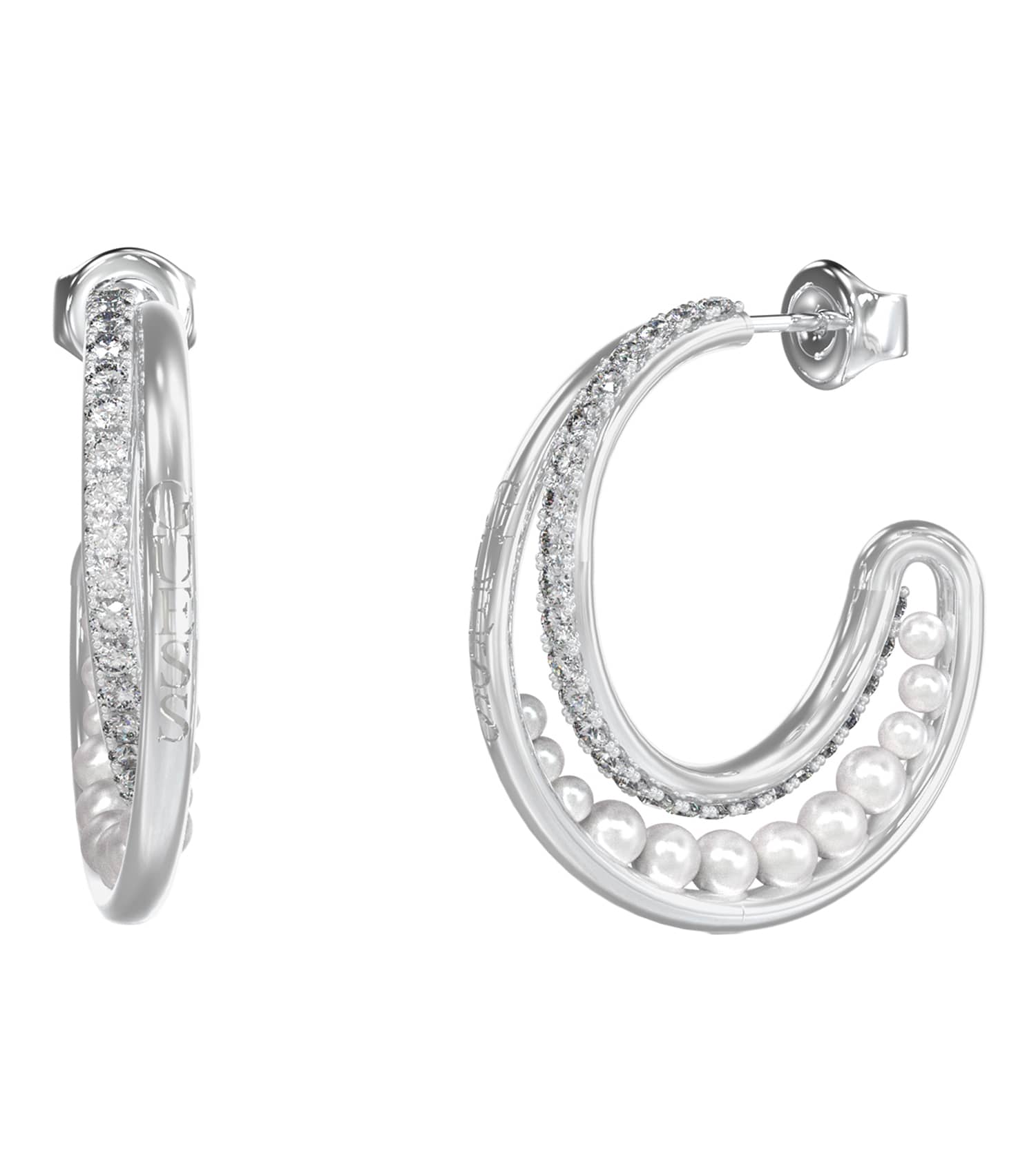 Ladies Tiny Pearly Earrings Gold Steel