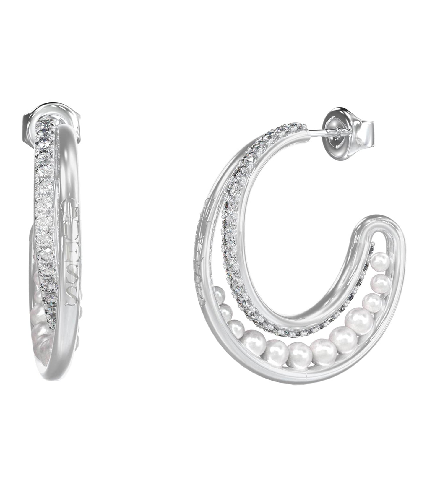 Ladies Tiny Pearly Earrings Gold Steel