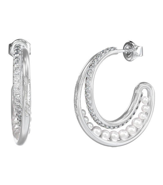 Ladies Tiny Pearly Earrings Gold Steel