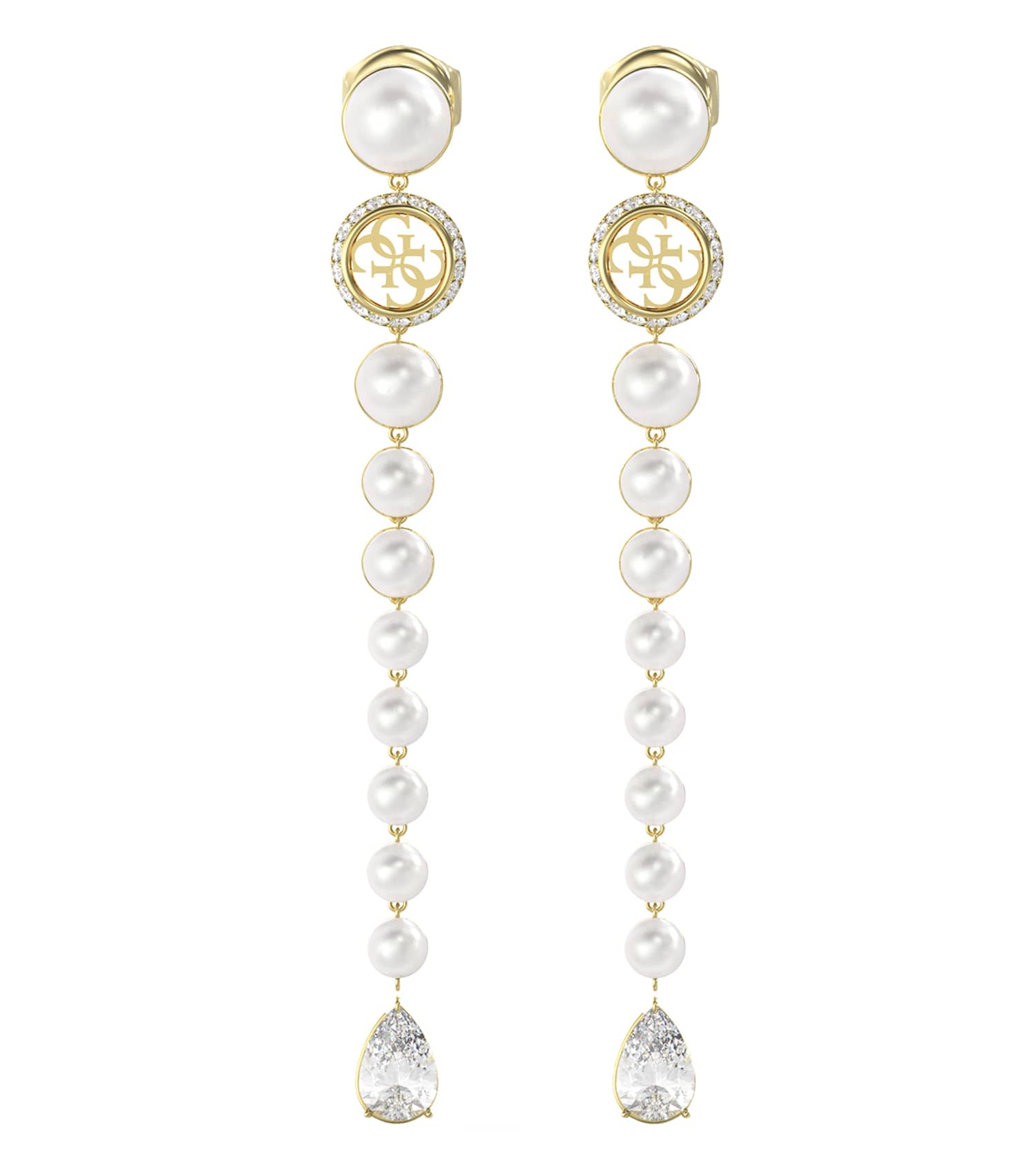 Ladies Tiny Pearly Earrings Gold Steel
