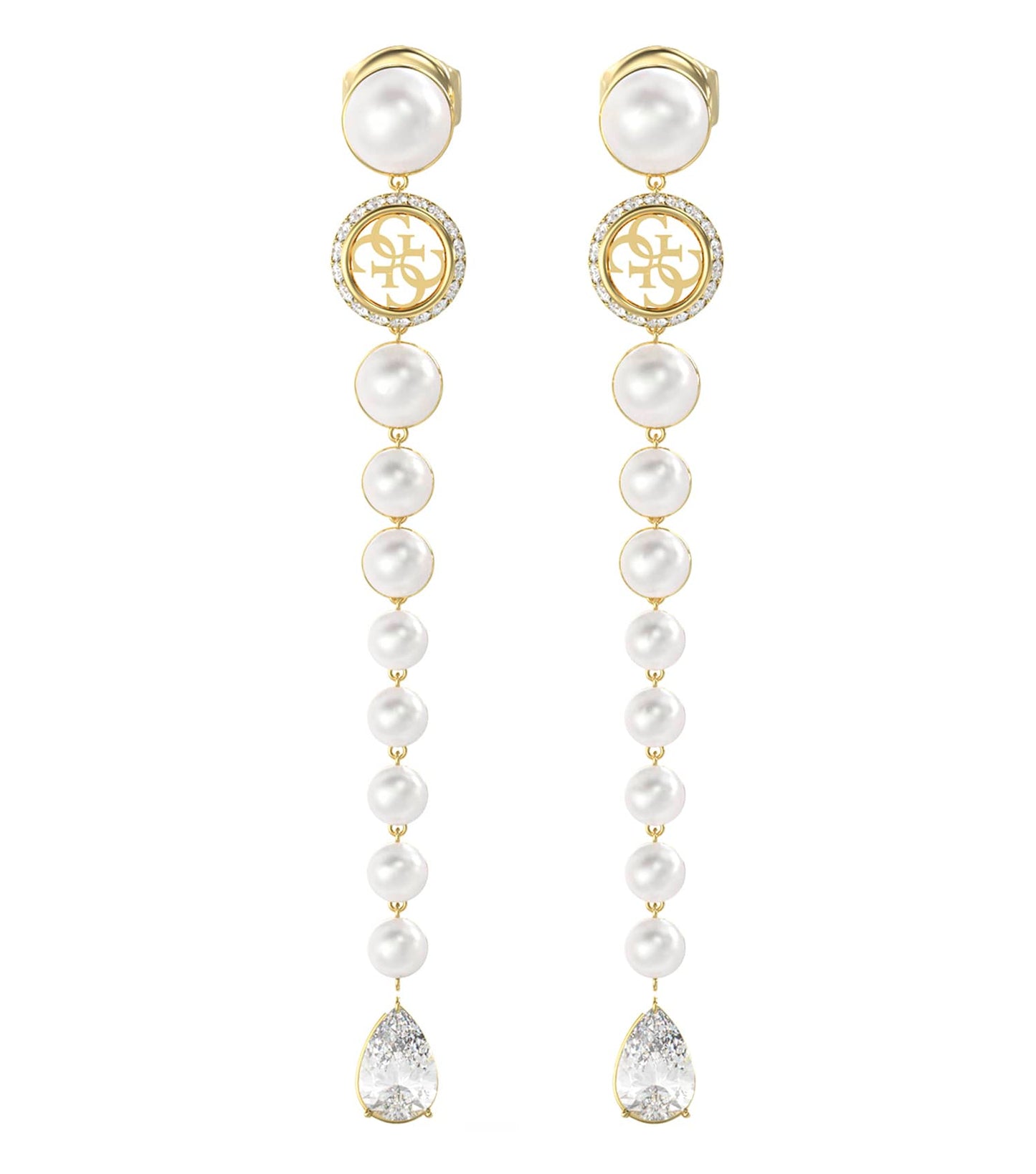 Ladies Tiny Pearly Earrings Gold Steel