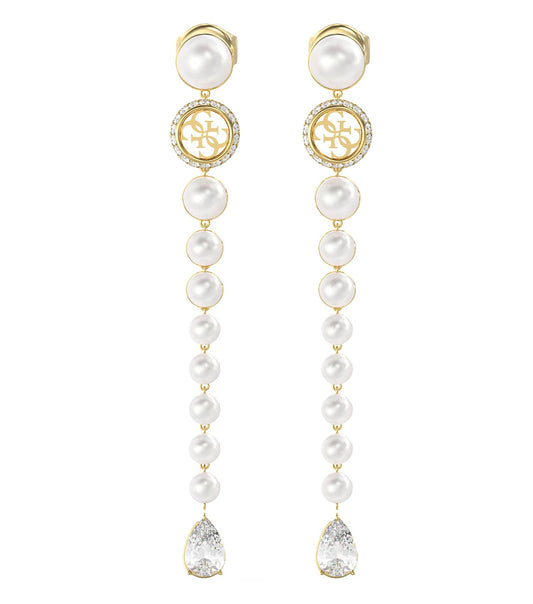 Ladies Tiny Pearly Earrings Gold Steel