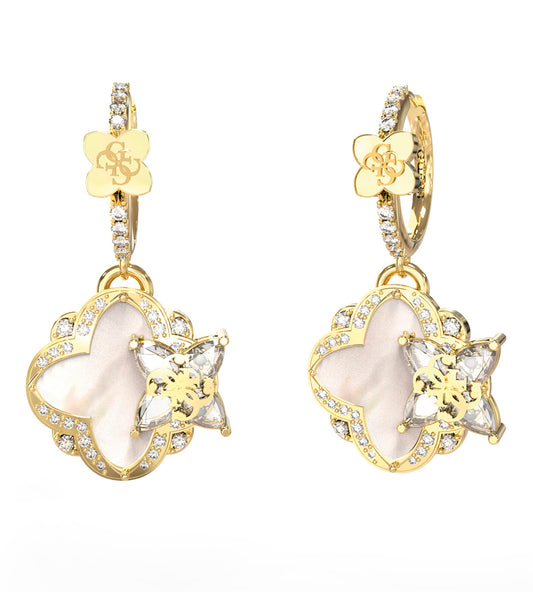 Ladies Wild Flower Earrings Gold Steel