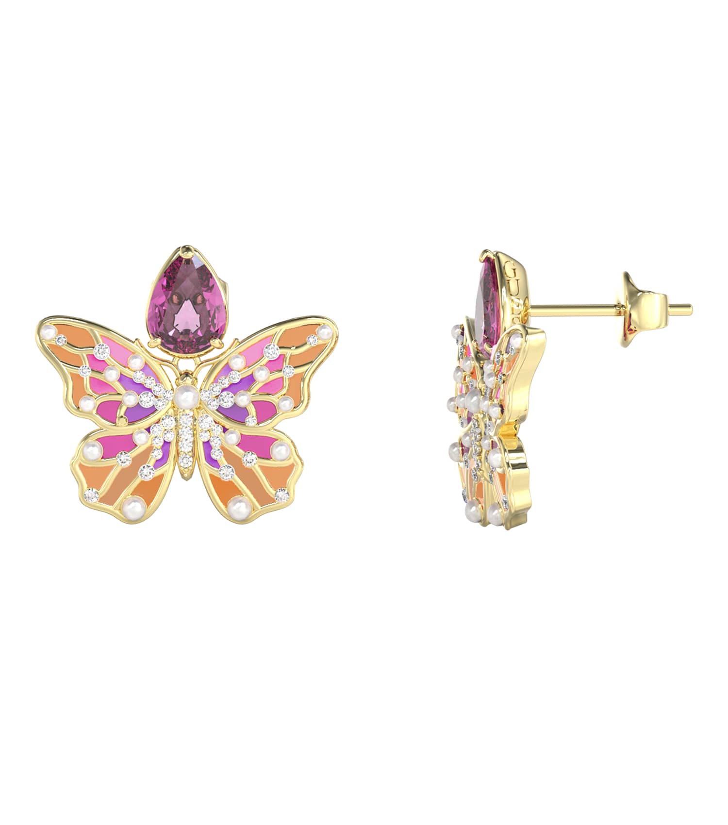 Women Borboleta Earrings Gold Steel