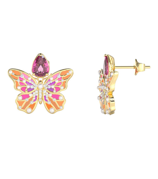 Women Borboleta Earrings Gold Steel