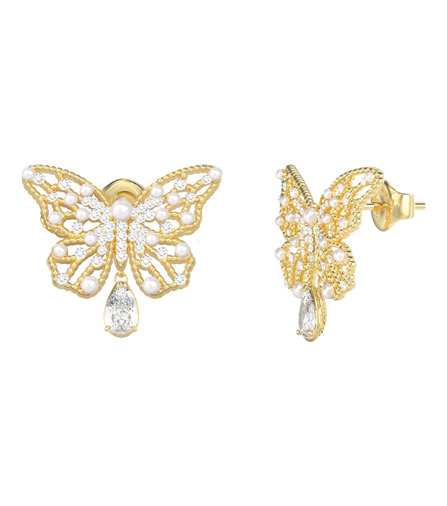 Women Borboleta Earrings Gold Steel