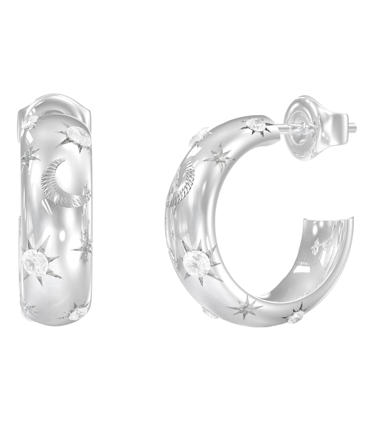 Women Aurora Earrings Gold Steel