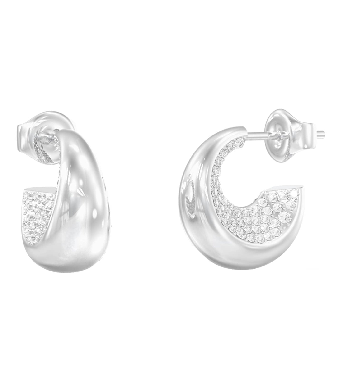 Women Moon Drops Earrings Gold Steel