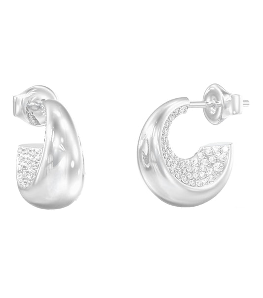 Women Moon Drops Earrings Gold Steel