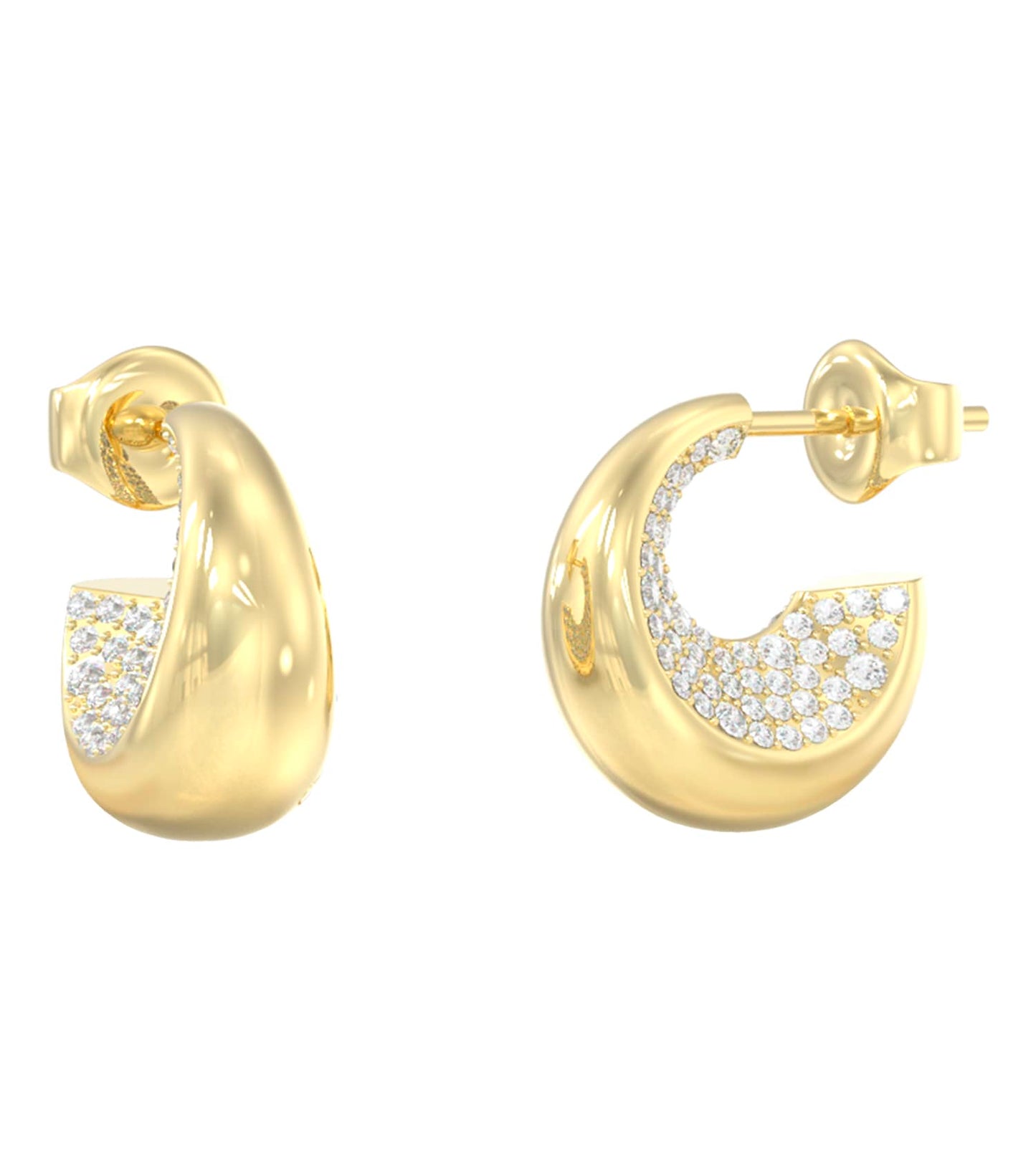 Women Moon Drops Earrings Gold Steel