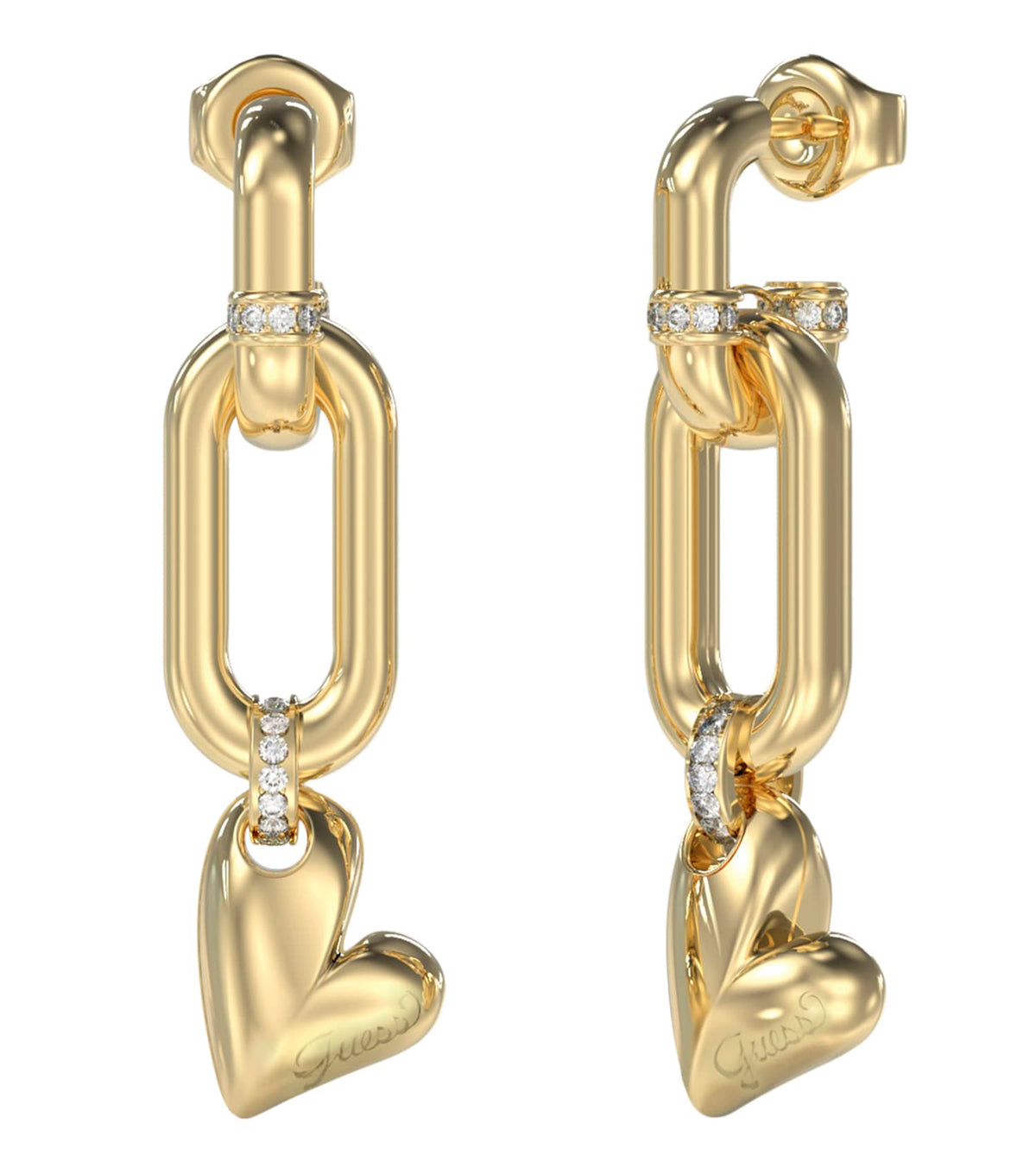 Ladies Golden Love Earrings Gold Steel