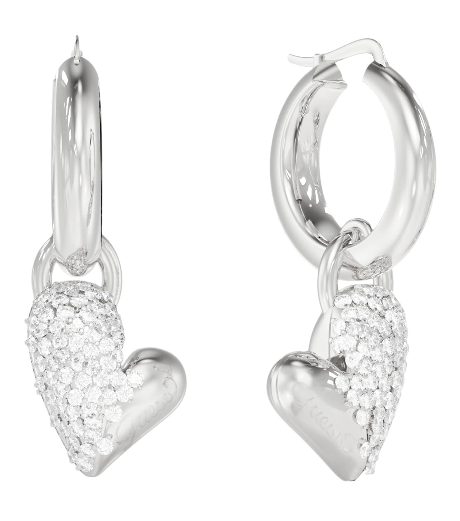 Ladies Golden Love Earrings Silver Steel