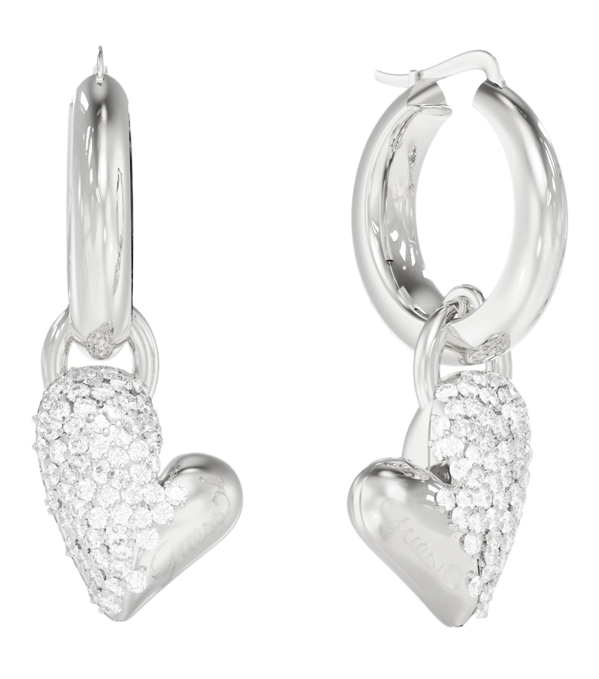Ladies Golden Love Earrings Silver Steel