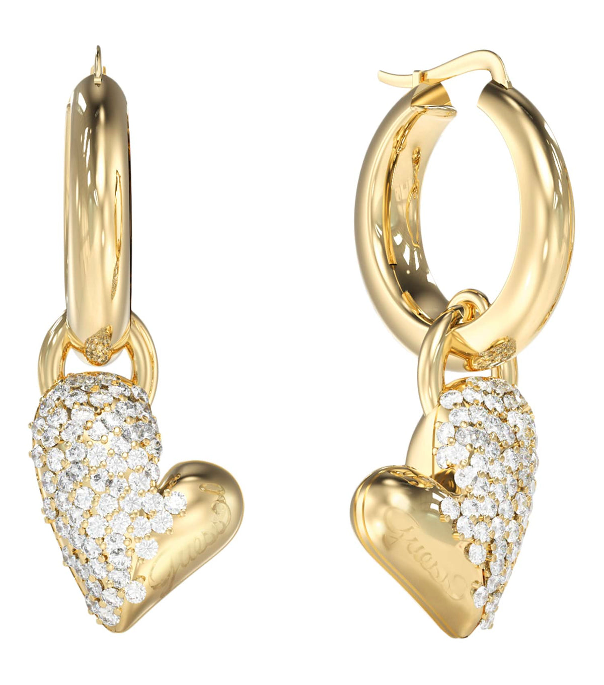 Ladies Golden Love Earrings Silver Steel