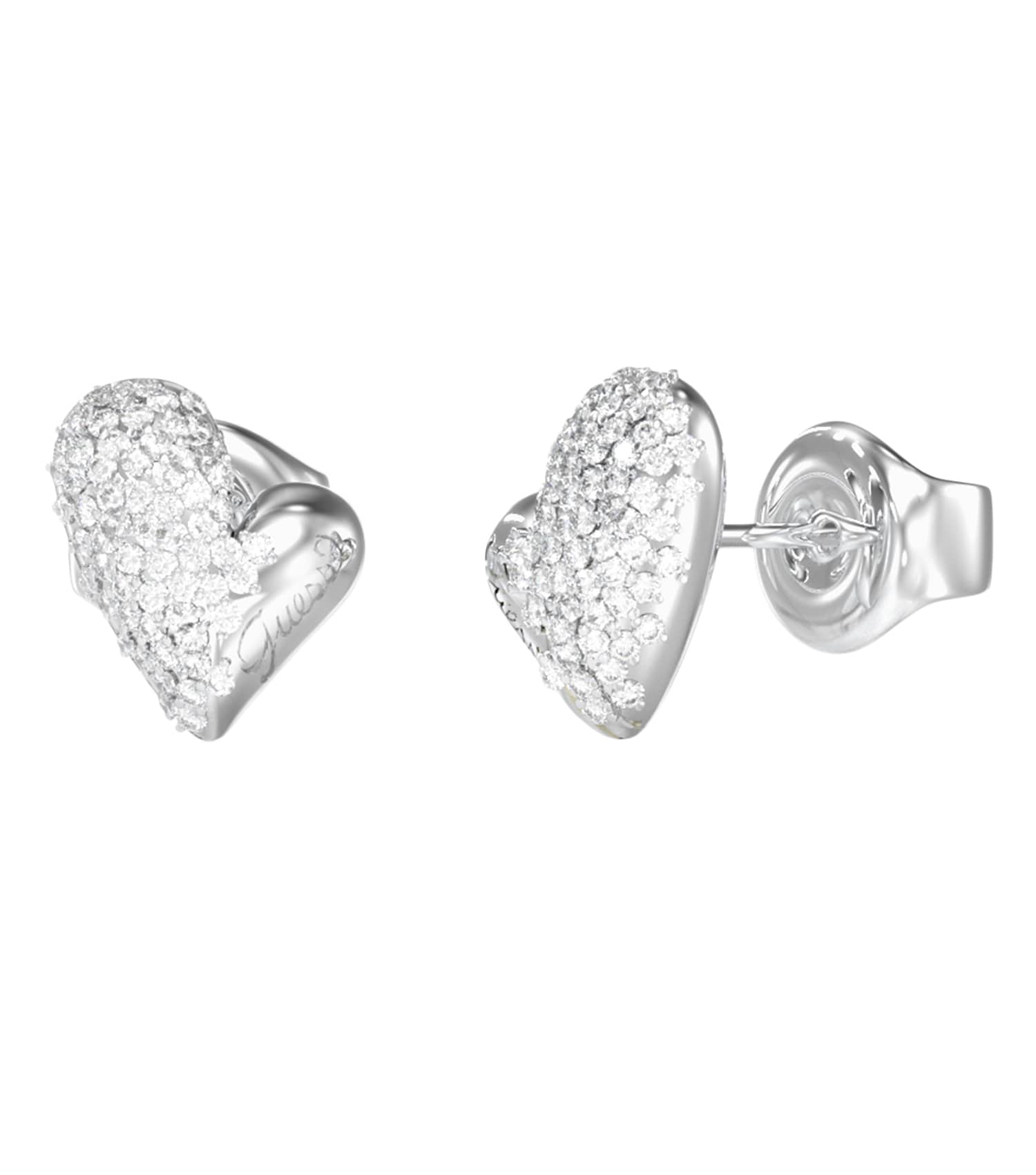 Ladies Golden Love Earrings Silver Steel