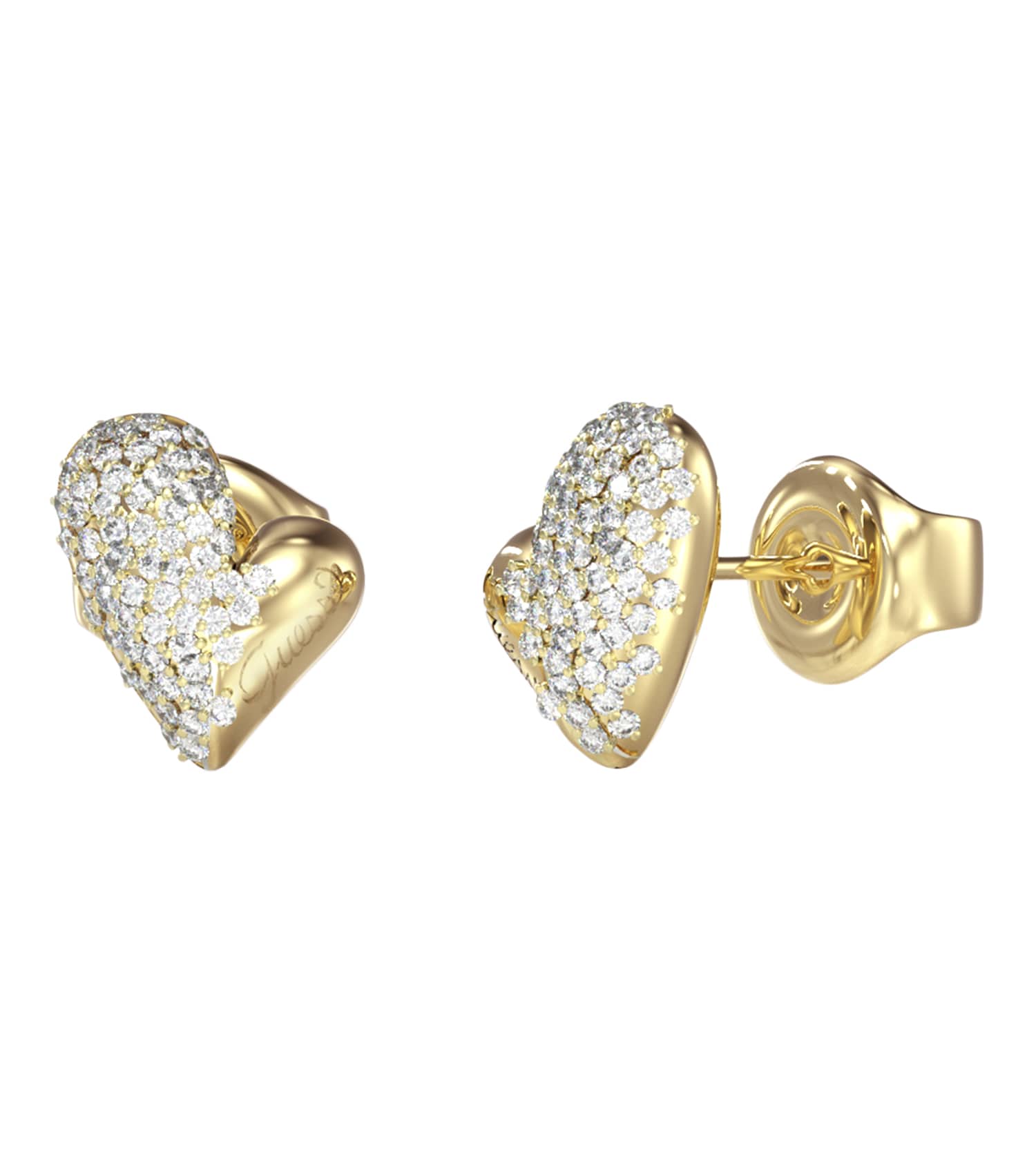 Ladies Golden Love Earrings Silver Steel
