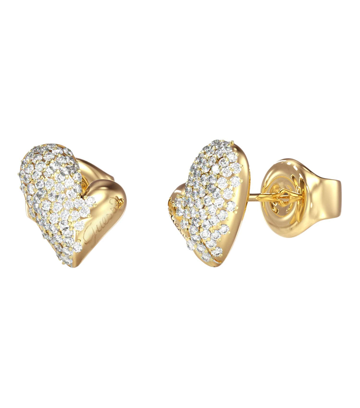 Ladies Golden Love Earrings Silver Steel