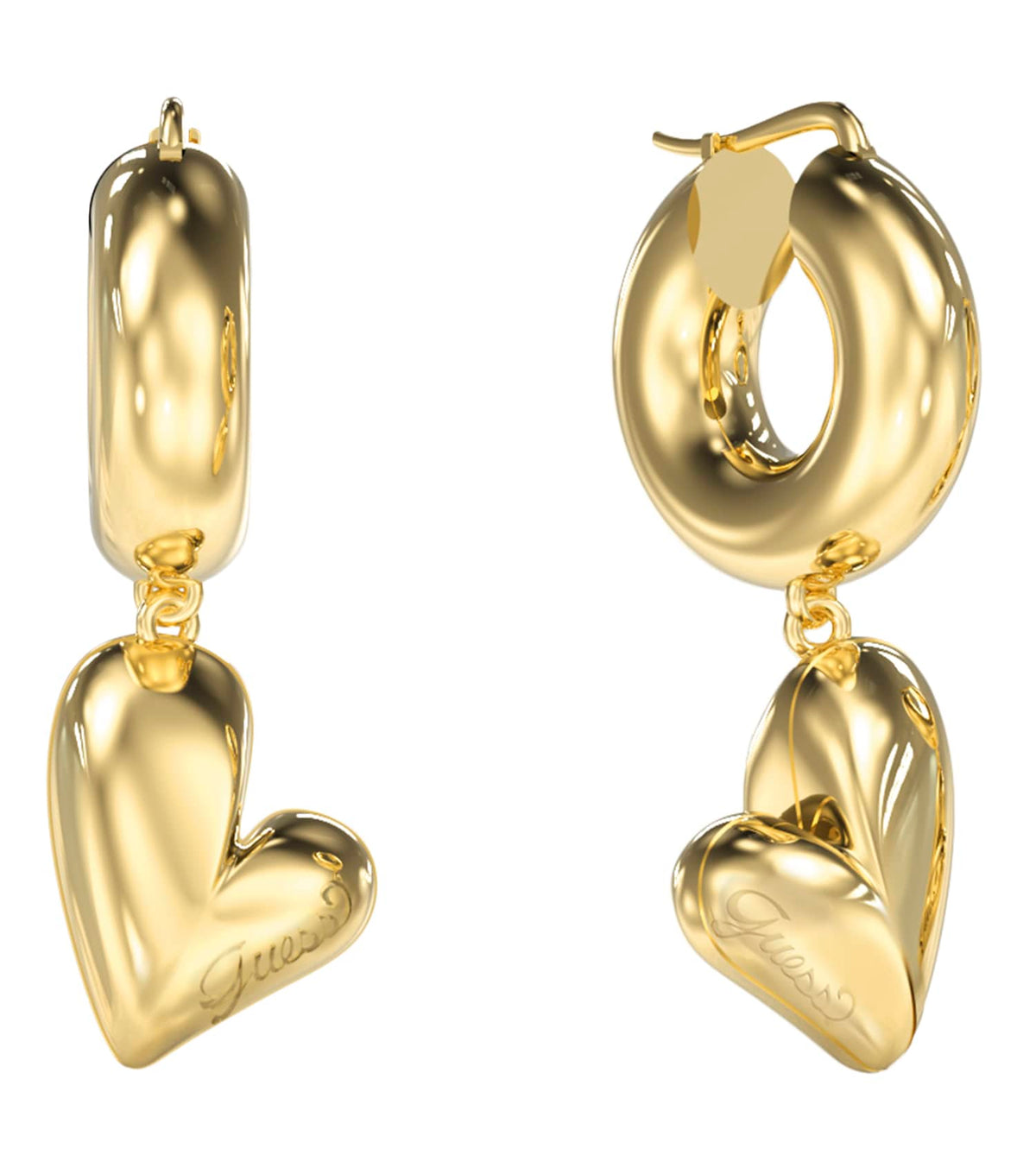 Ladies Golden Love Earrings Gold Steel
