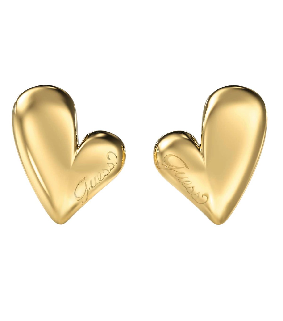 Ladies Golden Love Earrings Gold Steel