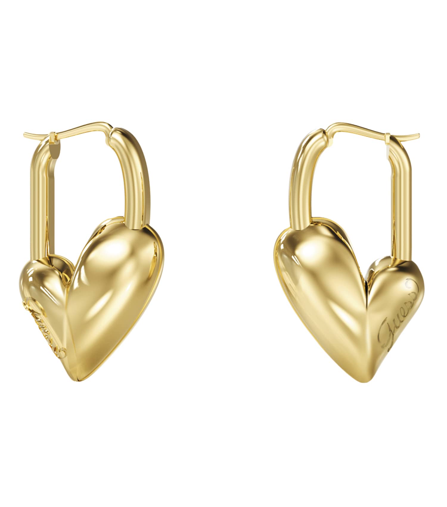 Ladies Golden Love Earrings Gold Steel