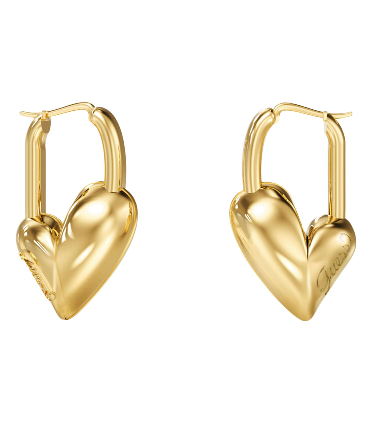 Ladies Golden Love Earrings Gold Steel