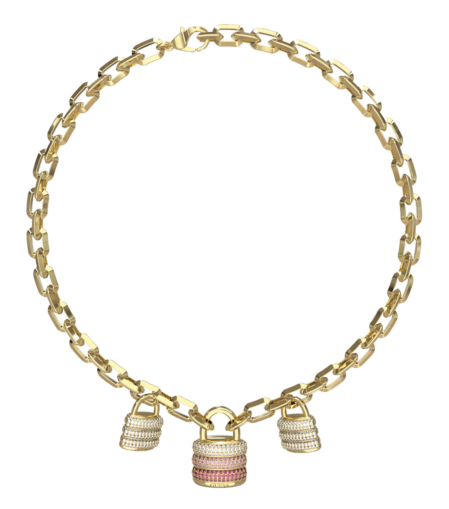 Ladies Guess My Secret Necklace Gold Steel