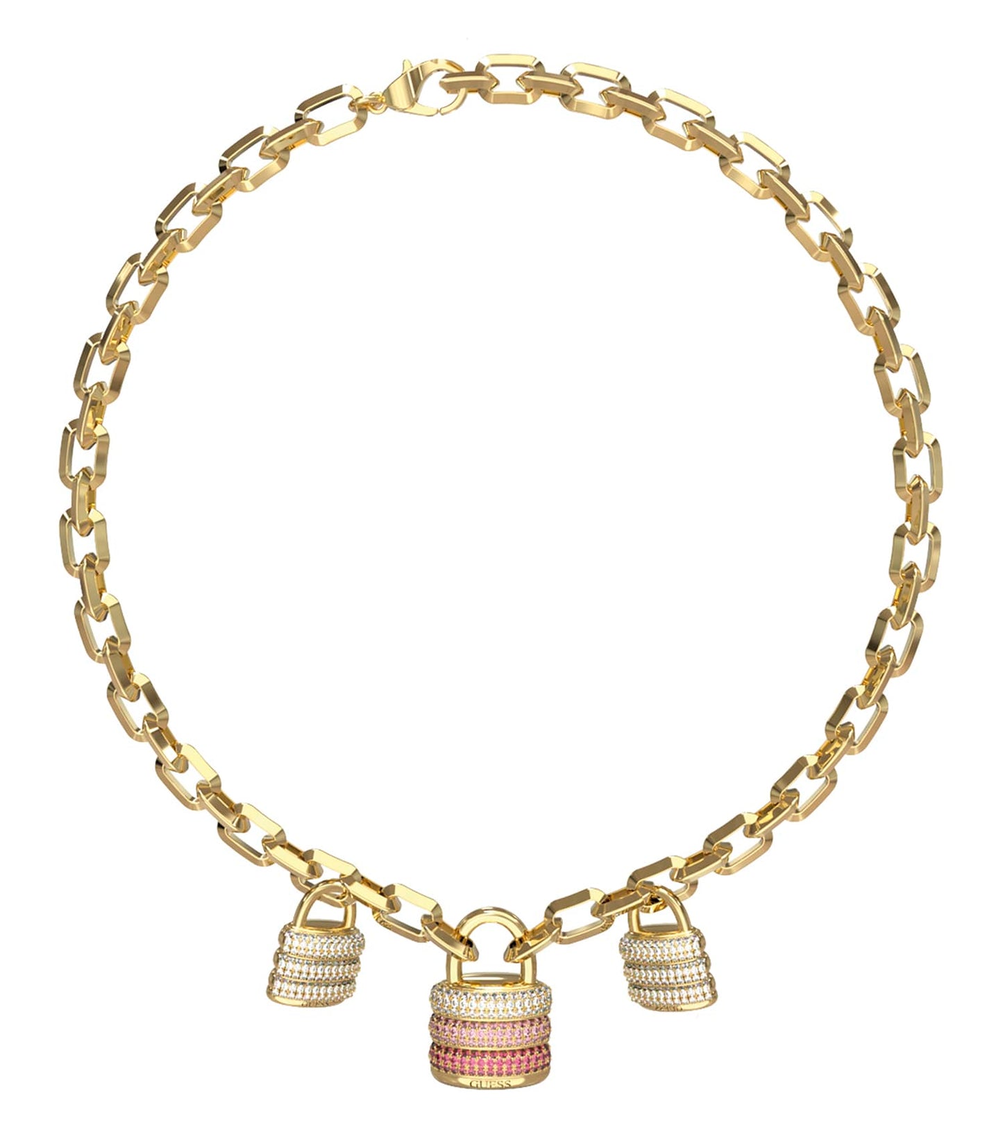 Ladies Guess My Secret Necklace Gold Steel