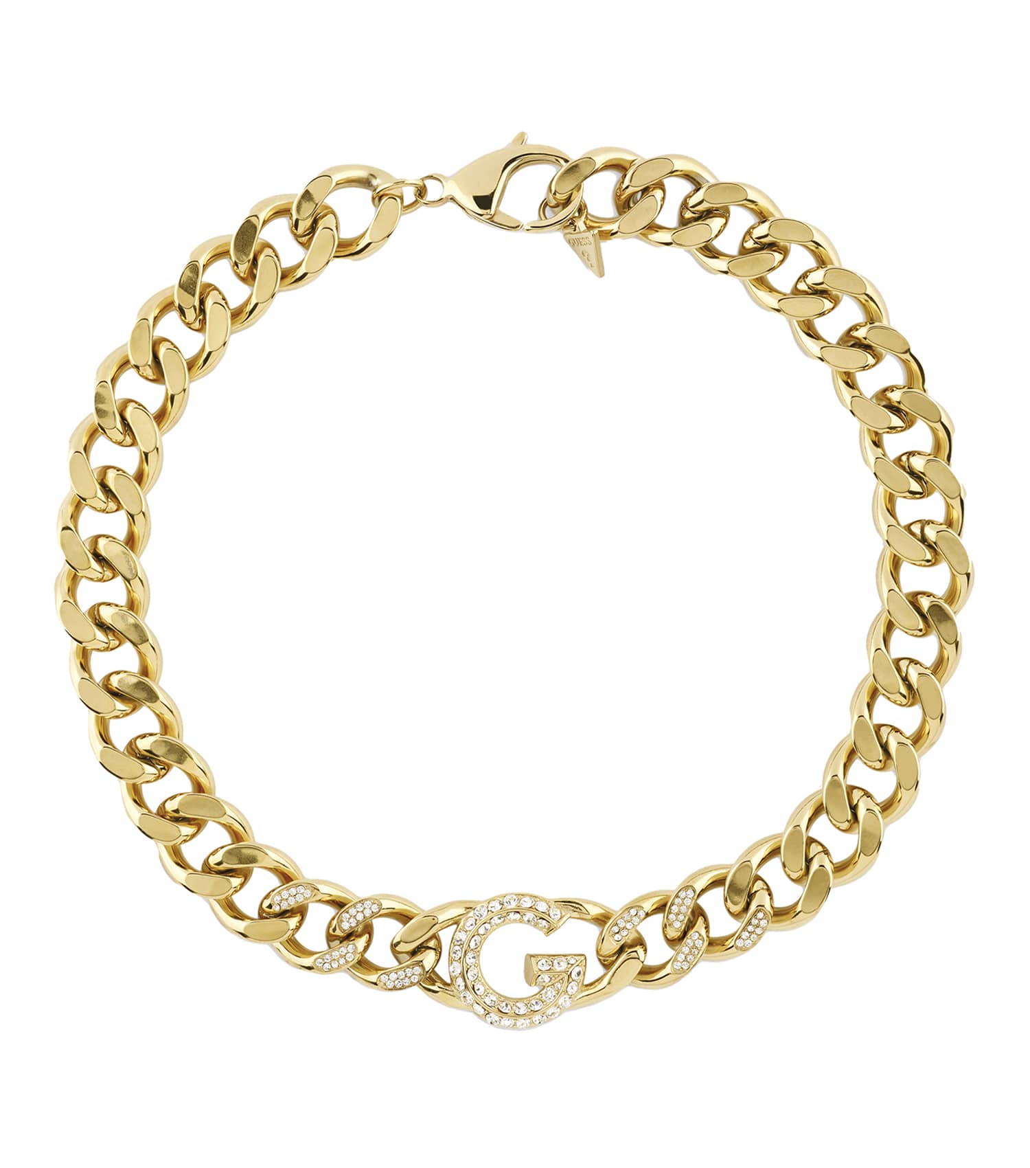 Ladies G Crystal Necklace Gold Steel