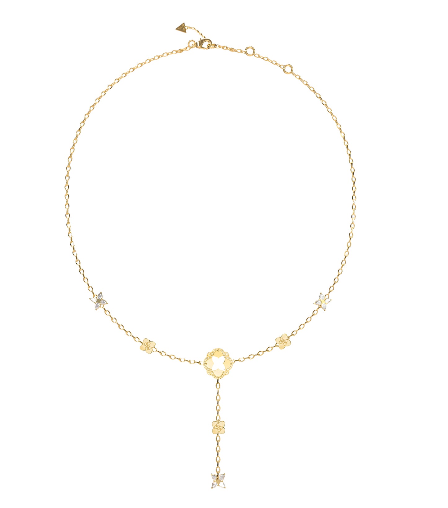 Ladies Wild Flower Necklace Gold Steel