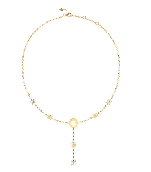 Ladies Wild Flower Necklace Gold Steel