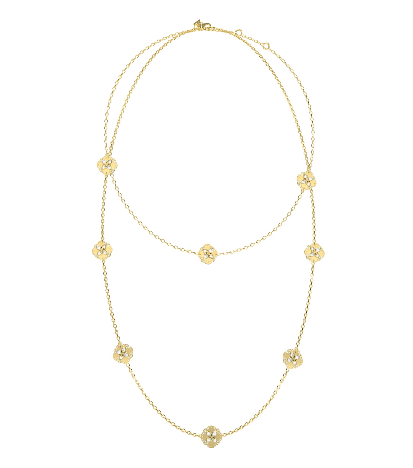 Ladies Wild Flower Necklace Gold Steel