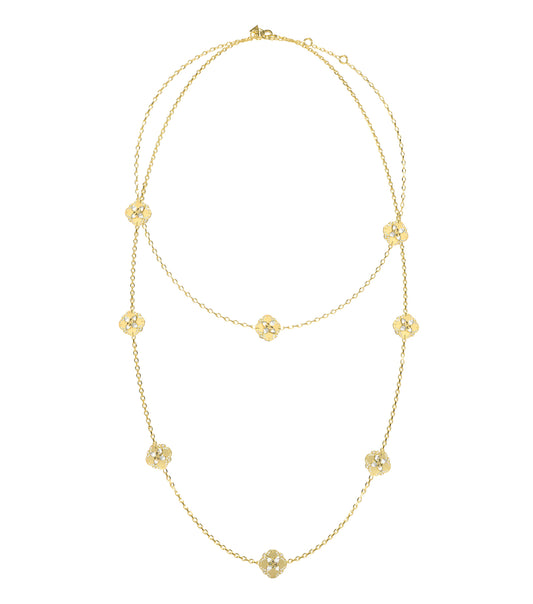 Ladies Wild Flower Necklace Gold Steel