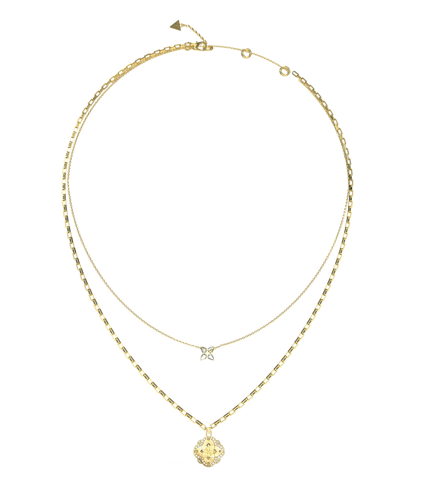 Ladies Wild Flower Necklace Gold Steel