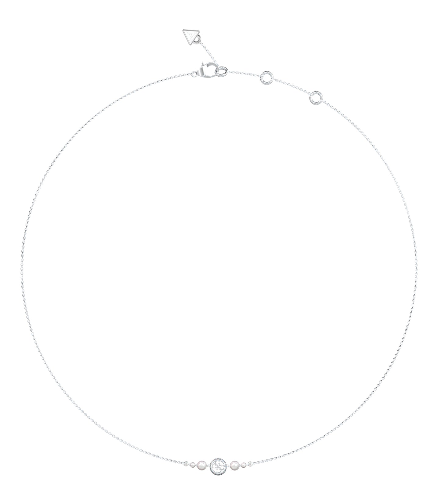 Ladies Tiny Pearly Necklace Gold Steel